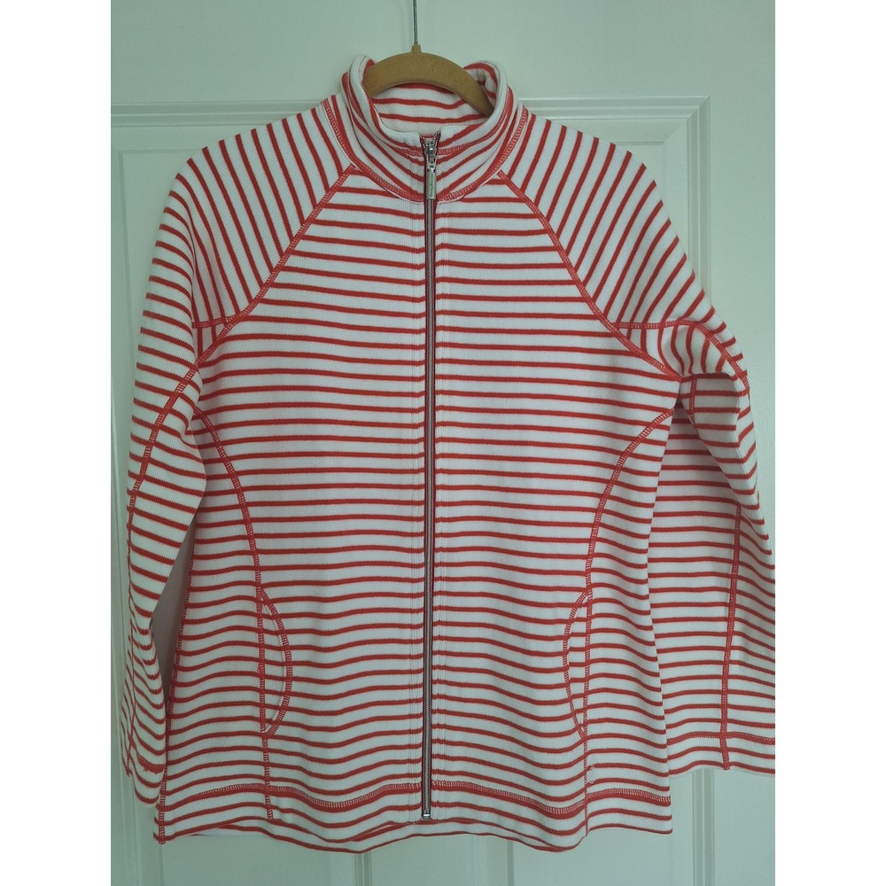 Tommy Bahama Sweatshirt Womens Medium Pink white Zipper cotton